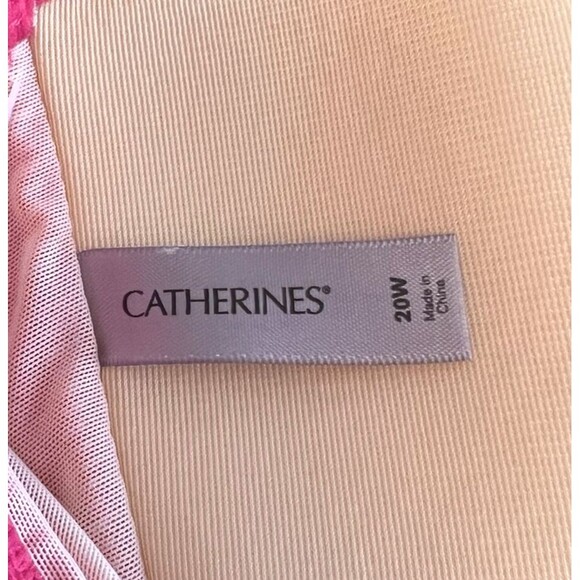 Catherines Size 20W One Piece Swimsuit Hot Pink Ruched Padded Slimming NEW *READ - Picture 10 of 11